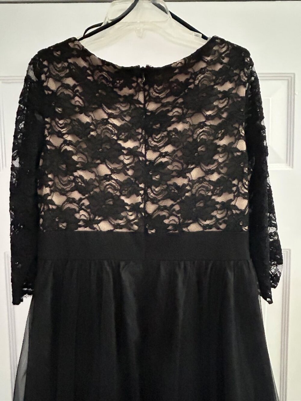 Jessica Howard Size 14 Black Lace Gown Special Occasion Dress 3/4 Sleeves Lined - Picture 5 of 9